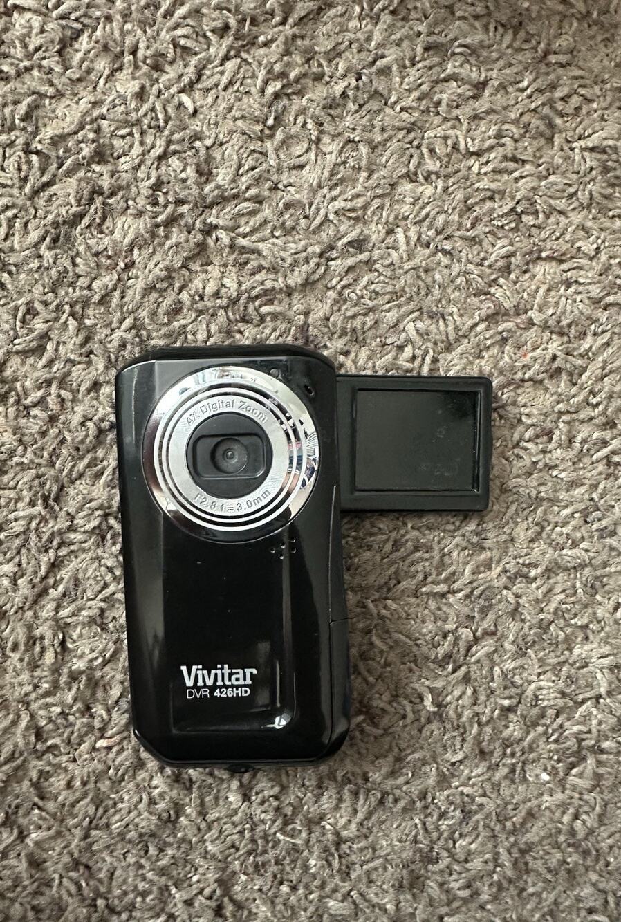 Vivitar DVR 426HD Digital Camcorder Black – 4X Zoom – Tested - Batteries Not Inc